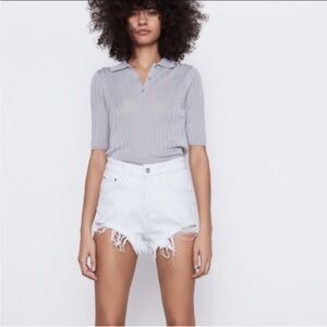 ZARA | white denim shorts